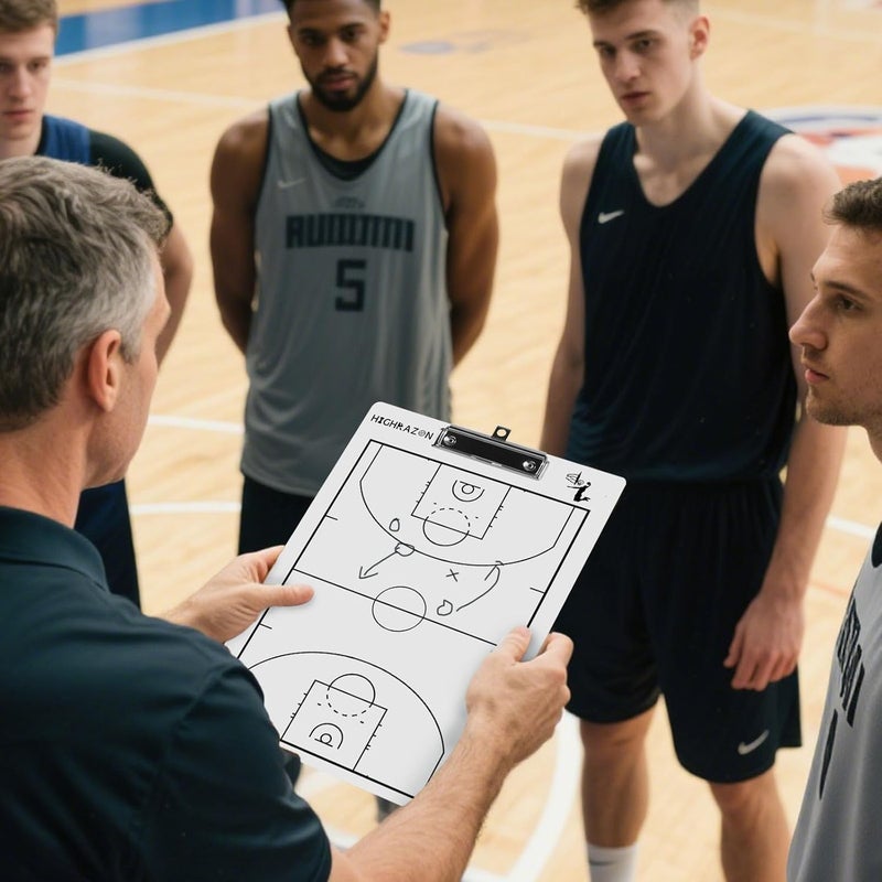 HIGHRAZON Basketball Coaches Clipboard,White Double-Sided Dry Erase Coach Clipboard, Basketball Whiteboard for Coaches, White Board with Marker for Coaches Gift - Image 2